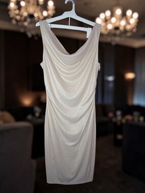 💛NEW Kensie Cream Shimmer Cowl Midi Dress